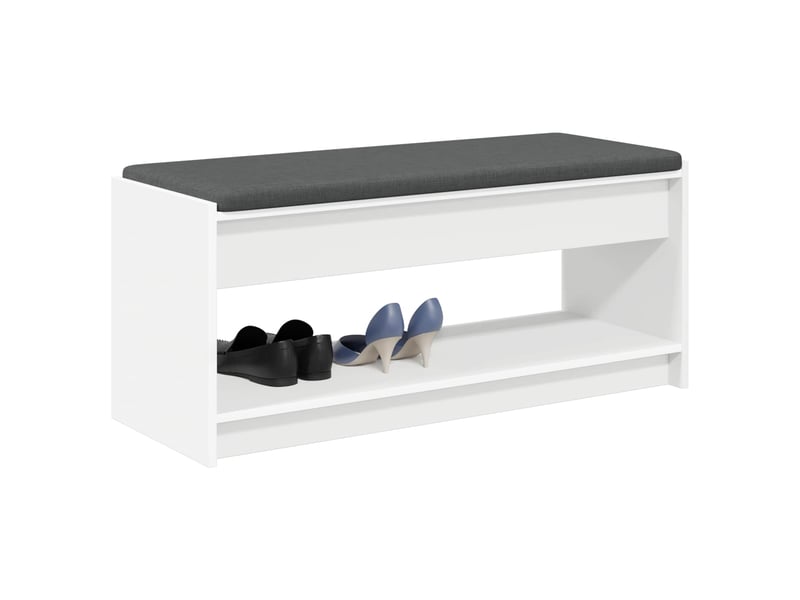  Banc d'entrée blanc 103x38x45 cm bois ingénierie et tissu  - Conforama C