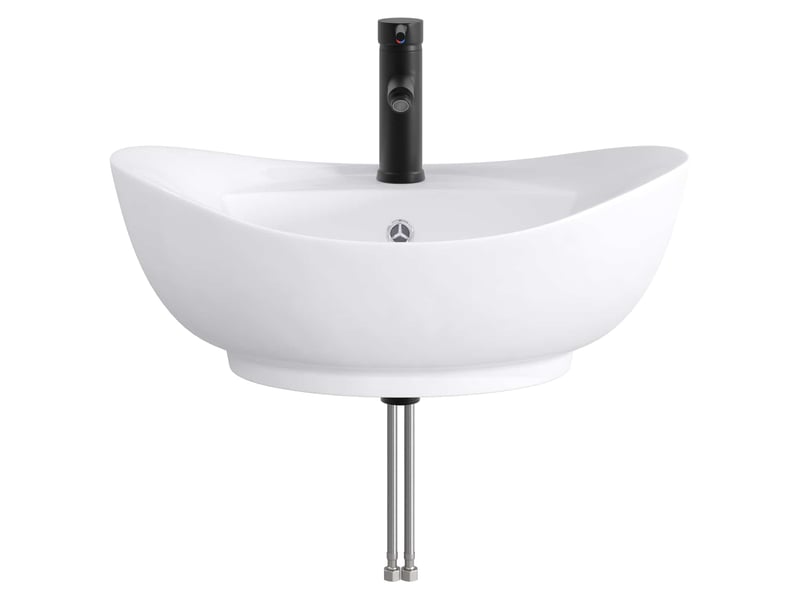  Lavabo de salle de bain avec robinet et évacuation noir mat shl620  - Conforama D