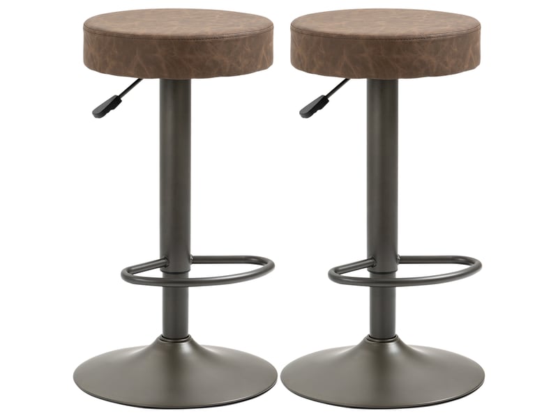  Lot de 2 tabourets de bar pivotants avec repose-pieds et hauteur réglable, 35 x 36 x 64-85 cm, marron  - Conforama A
