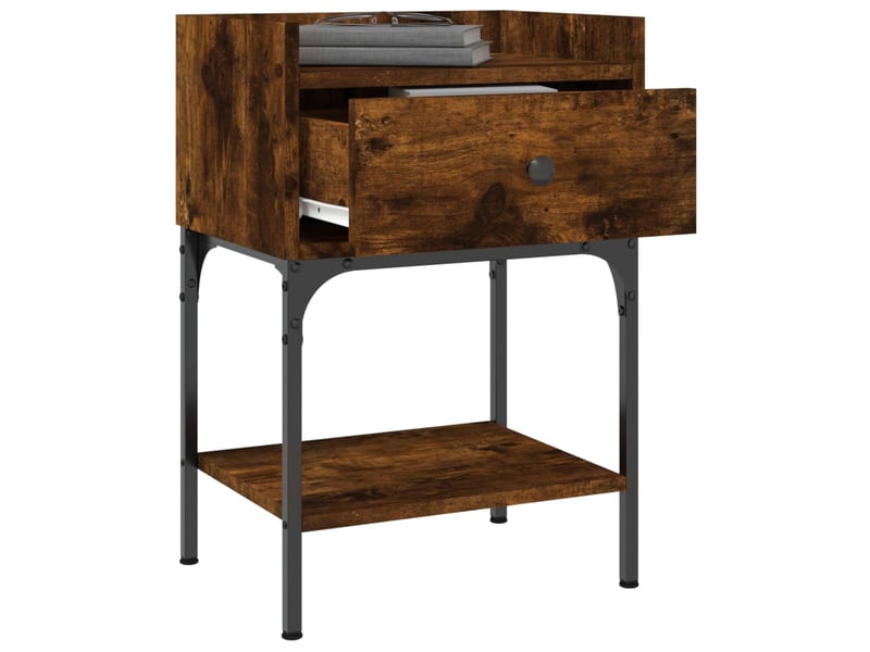  Table de chevet - cabinet de chevet - table de nuit chêne fumé 40,5x31x60 cm bois d'ingénierie  - Conforama C