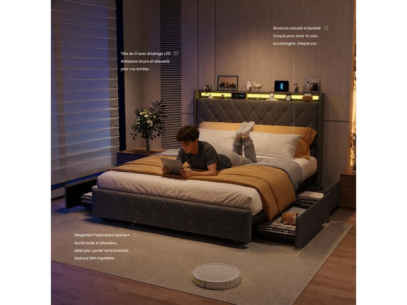  Cadre de lit 120x200 cm coloris blanc  - Conforama C