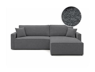 Canapé d'angle réversible convertible LOUNGITUDE FARAH 5 places Tissu bouclette Gris foncé