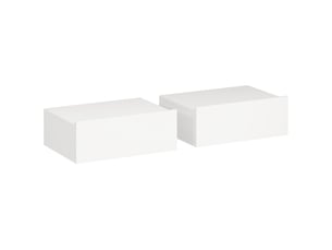 Lot de 2 tables de chevet murales, 40 x 30 x 15 cm, tables de nuit suspendues avec tiroir coulissant, blanc