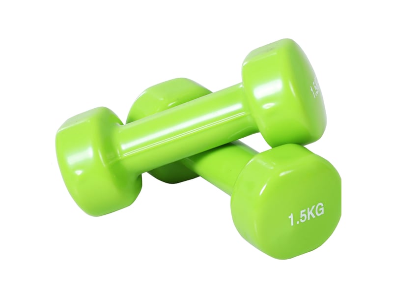  Set de 4 paires d'haltères 0,5 à 2 kg, noyau métallique et revêtement plastique, avec mallette  - Conforama A