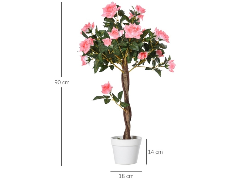  Plante artificielle roses 18x18x90 cm en pot rose  - Conforama E