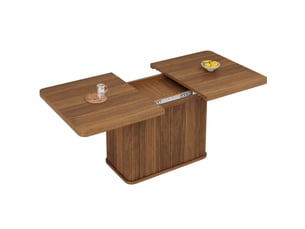 Table à manger extensible 140-180x80x76,5 cm, rangement caché, relief vertical, mdf et métal, marron