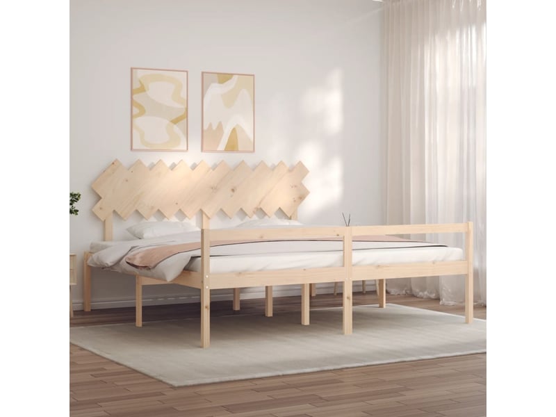  Lit double- lit adulte -  lit pour personne âgée et tête de lit 200x200 cm bois massif  - Conforama B