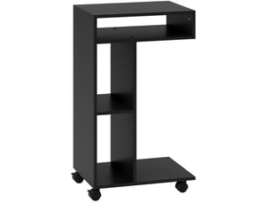 Desserte de cuisine en c avec 3 niches et 4 roulettes dont 2 freinées, rangement ouvert noire 40 × 30 × 69 cm