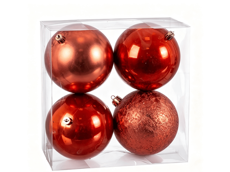  Boules de noël cuivre plastique 10 cm 4 unités S8803932 - Conforama A
