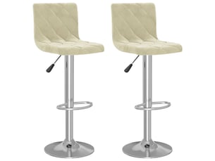 Lot de 2 tabouret de bar, chaise de bar crème velours shl3105