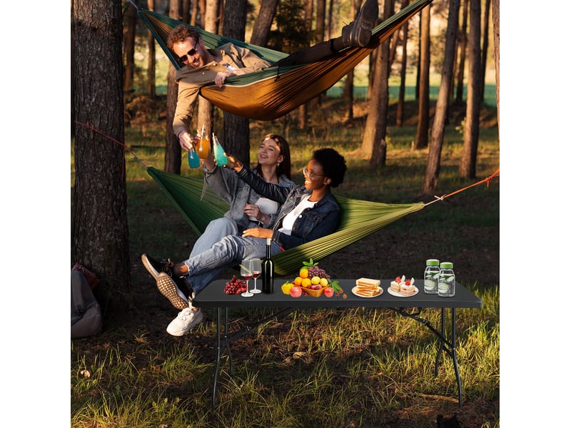 Table de jardin pliante 180x73,6 cm – noire – portable avec poignée, 6 à 8 personnes, charge 135 kg - Conforama D