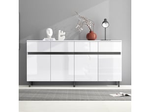 Buffet 2 porte(s) 4 tiroir(s) - 160 cm coloris blanc