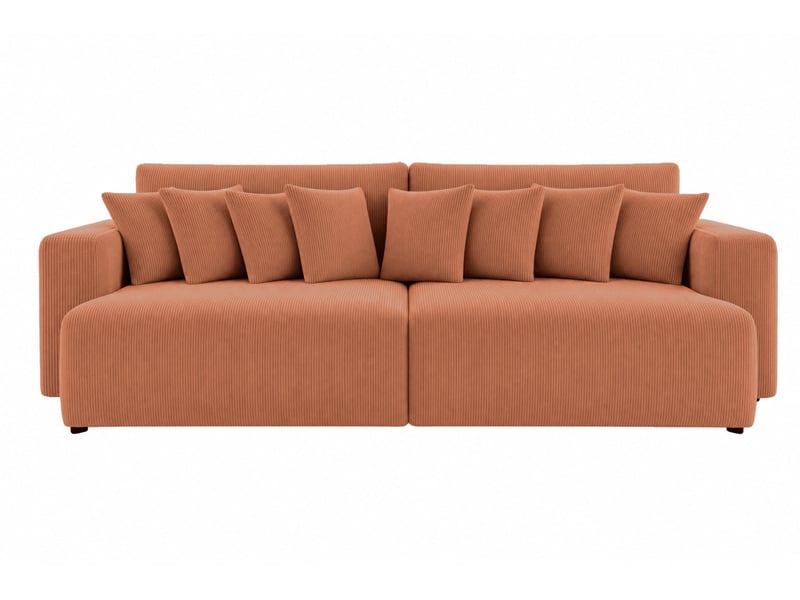 Suzie - canapé droit convertible petit velours côtelé 4 places terracotta - Conforama A