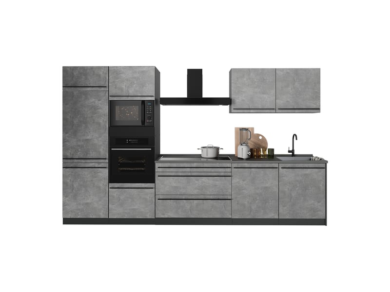  Vicco cuisine, bétonanthracite, 340cm plan de travail marbre  - Conforama E