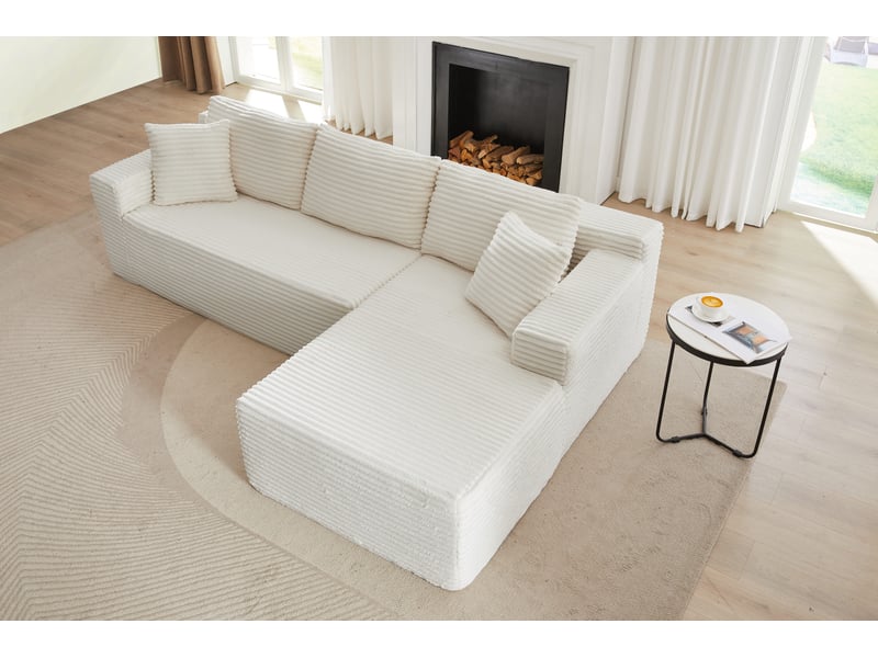  Canapé modulable en l, 3 places, en mousse à mémoire de forme, style cloud, grande méridienne  - Conforama A