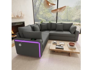 Canapé d'angle 198x198x83 cm led usb gris