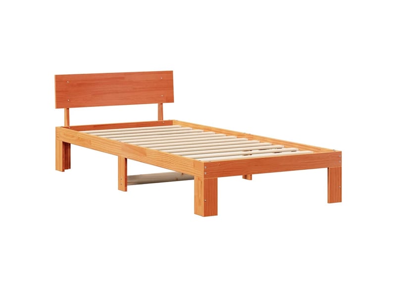 Lit simple- lit adulte - cadre de lit avec tête de lit brun 80 x 200 cm pin massif - Conforama C