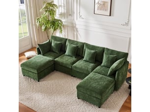 Canapé d'angle réversible convertible <strong></strong> <strong>BUBBLY</strong> 6 places Tissu vert