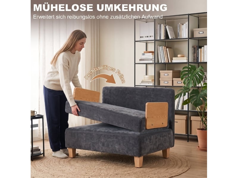  Fauteuil convertible 94x63x89 cm 2-en-1 fonction lit gris foncé  - Conforama E