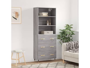 Buffet haut - bahut - meuble de rangement sonoma gris 69,5x34x180 cm bois d'ingénierie