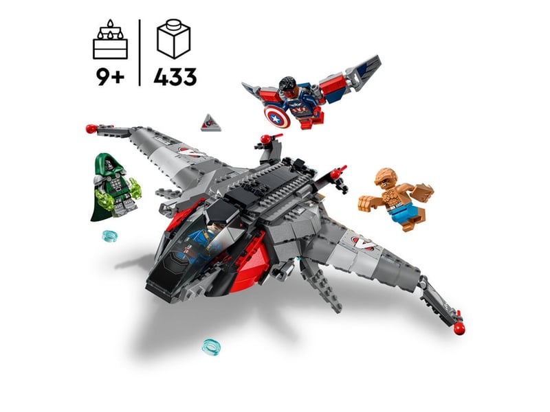  Lego marvel 76347 avengers doomsday quinjet avion avec 4 minifigures 433 pieces 76347 - Conforama B