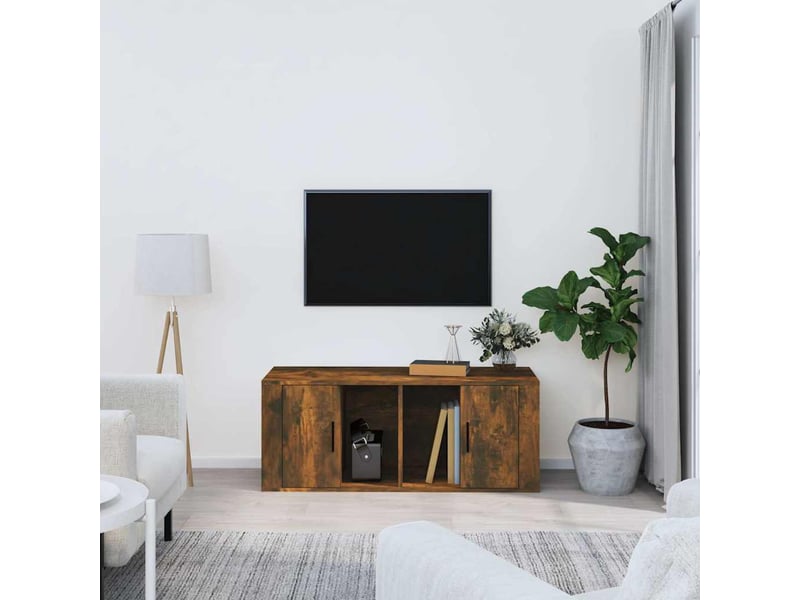  Meuble tv - banc tv - meuble de rangement chêne fumé 100x35x40 cm bois d'ingénierie  - Conforama B