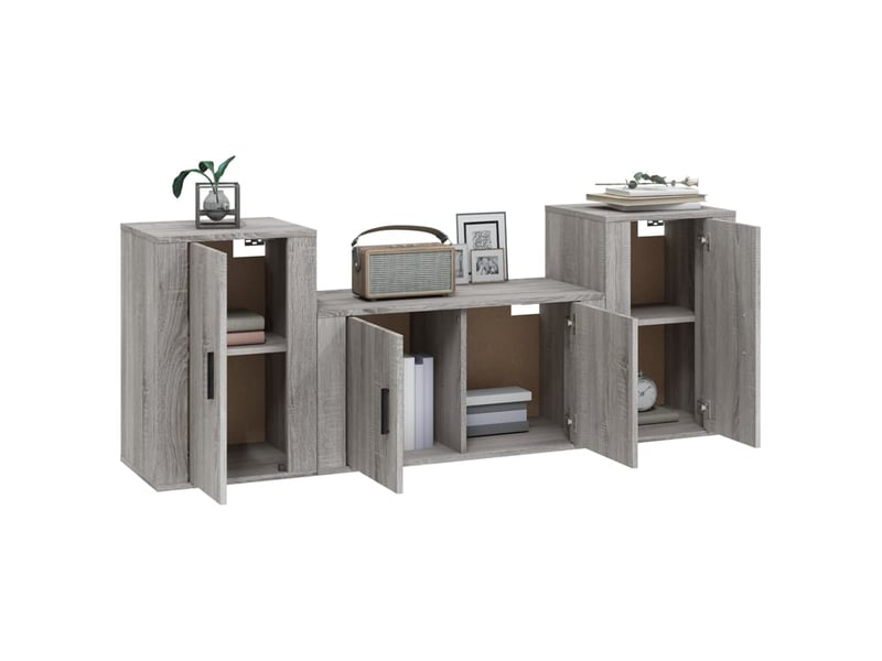  Ensemble de meubles tv 3 pcs sonoma gris bois d'ingénierie shl63547  - Conforama C