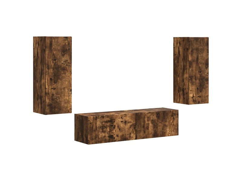 Ensemble meuble tv - banc tv - meuble de rangement 2 pcs chêne fumé bois d'ingénierie  - Conforama A