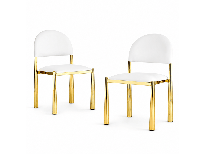 Lot de 2 chaises de salle à manger en similicuir pu, dossier arrondi ergonomique, pieds métalliques stables, patins antidérapants, charge 150 kg - Conforama A
