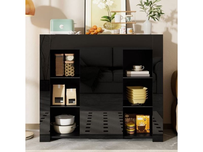  Buffet moderne, moderne noir, avec étagères en verre et portes de placard, meuble de rangement pour le salon, la salle à manger ou la sell-17897142677940 - Conforama C