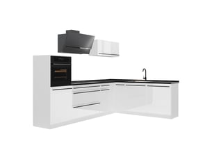 Vicco cuisine en angle, blanc haute brillanceblanc, 287 x cm plan de travail anthracite
