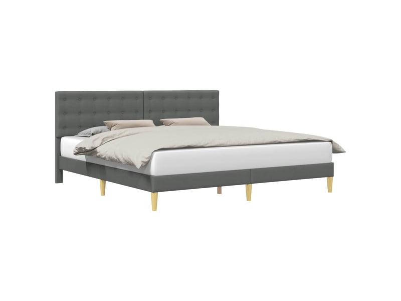  Lit double- lit adulte -  cadre de lit avec tête de lit gris foncé 200 x 200 cm tissu  - Conforama A