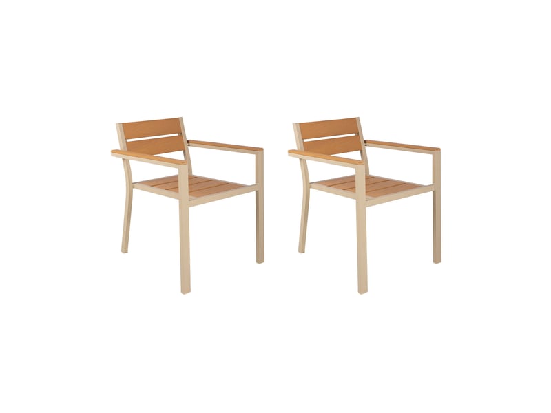  Lot de 2 fauteuils en aluminium et bois creme  - Conforama A