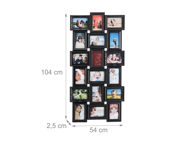  Cadre photos pêle-mêle design moderne pour 18 photos 104 x 54 x 2,5 cm en plastique blanc 13_0006879  - Conforama B