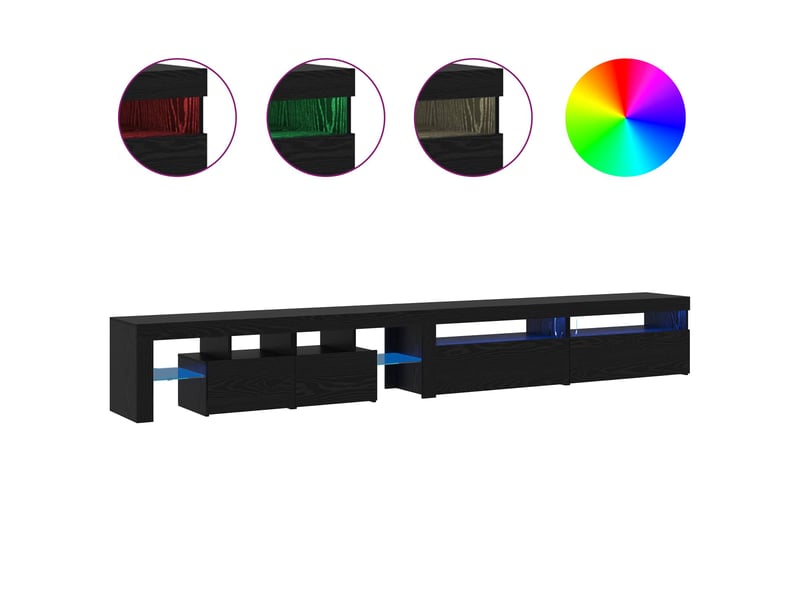  Meuble tv - banc tv - meuble de rangement 3 pcs chêne noir bois d'ingénierie  - Conforama D