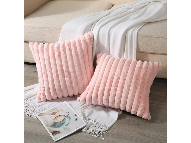 Lot de 2 housses de coussin 45 x 45 cm peluche rose chicfurn - Conforama W