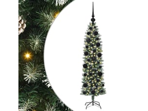 Sapin de noël - arbre de noël artificiel slim vert et blanc 120 cm
