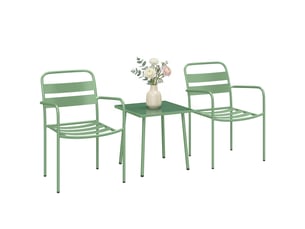 Ensemble bistrot de jardin 3 pièces aosenyunzhou table verre trempé et 2 chaises acier galvanisé patins réglables vert