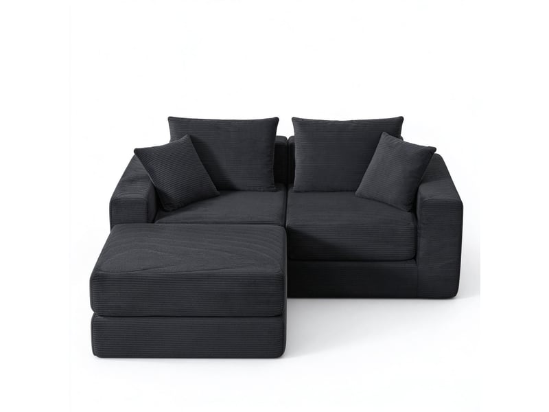  Canapé modulable 3 places loveeat cloud gris foncé en velours côtelé avec base antidérapante  - Conforama A
