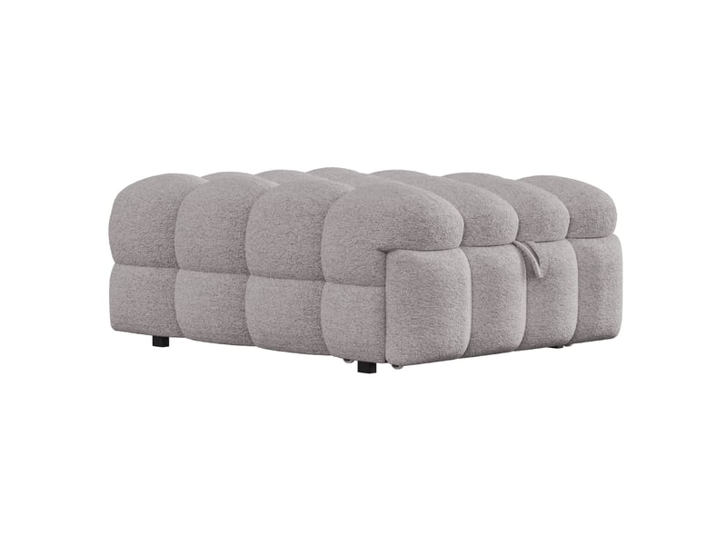  Pouf-lit convertible 2-en-1 une place, 183 cm, bouclé gris – couchage sans matelas supplémentaire  - Conforama A