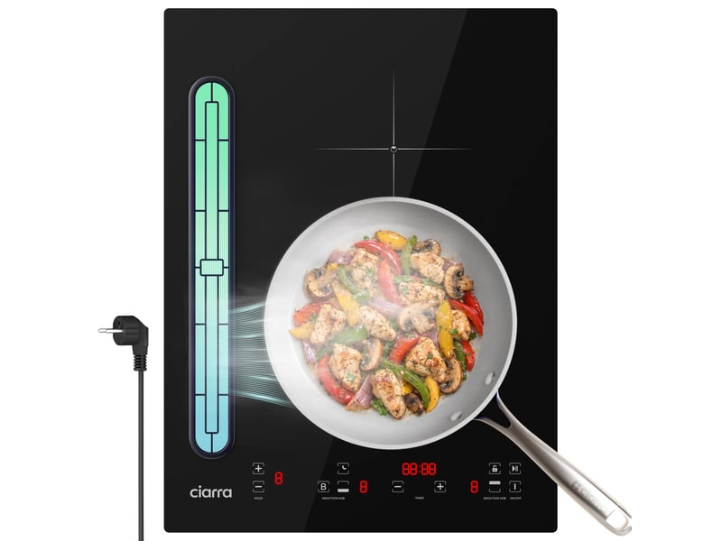 Plaque induction aspirante 2 feux 39 cm filtre charbon inclus booster 505 m³h avec fiche awbeh3952-2b AWBEH3952-2B - Conforama A