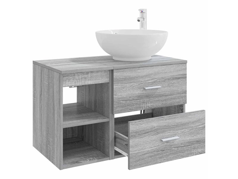  Ensemble de mobilier de salle de bain 2 pcs sonoma gris shl3472  - Conforama D
