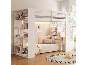 Lit mezzanine 90x200 cm <strong>MODERNLUXE</strong>  <strong></strong> coloris blanc