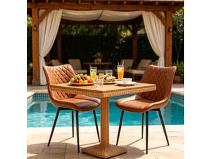 Lot de 2 chaises de salle à manger 46,5×40,5×85,5cm dossier ergonomique polyuréthane (pu) métal marron clair