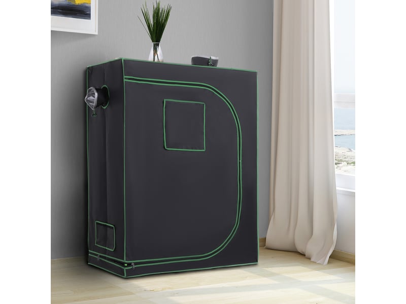  Serre hydroponique en mylar avec aérations réglables pour la culture en intérieur, 120 x 60 x 150 cm, noire  - Conforama C