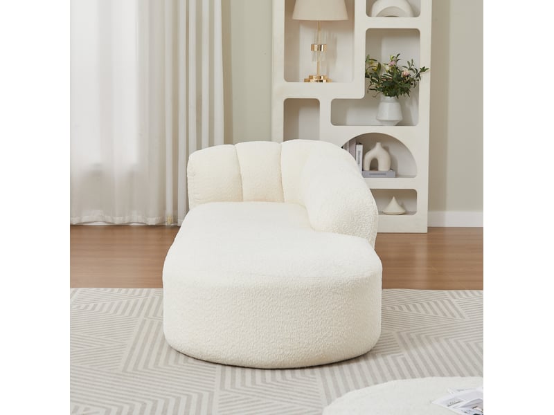  Méridienne en chenille avec dossier ondulé et assise rembourrée, sans accoudoirs, design moderne beige  - Conforama C