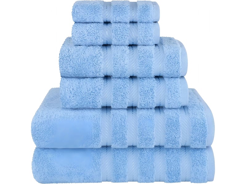  Serviette de bain - coton, lot de 6, bleu ciel  - Conforama A