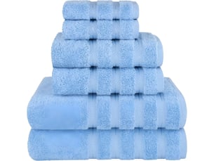 Serviette de bain - coton, lot de 6, bleu ciel