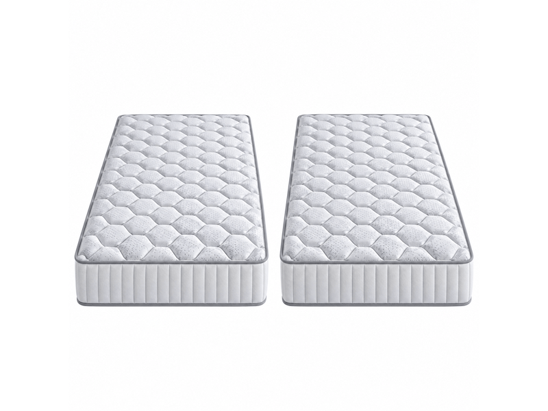 Lot de 2 matelas ressorts 80x190 cm - 20 cm d'épaisseur - accueil ferme - soutien ferme - 5 zones de confort - confort quotidien - matelas mathieu  - Conforama A