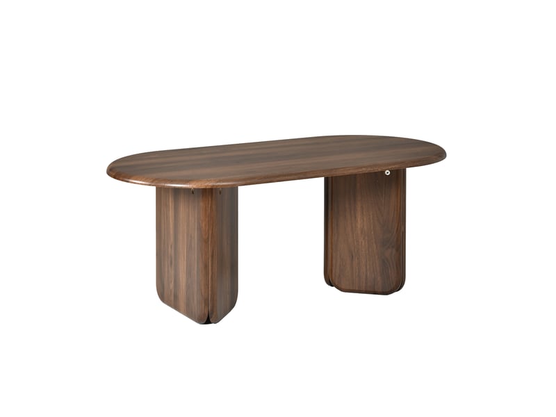  Table basse ovale 99x50x40 cm – noyer – plateau en mdf, pieds arrondis et charge maximale de 40 kg  - Conforama D
